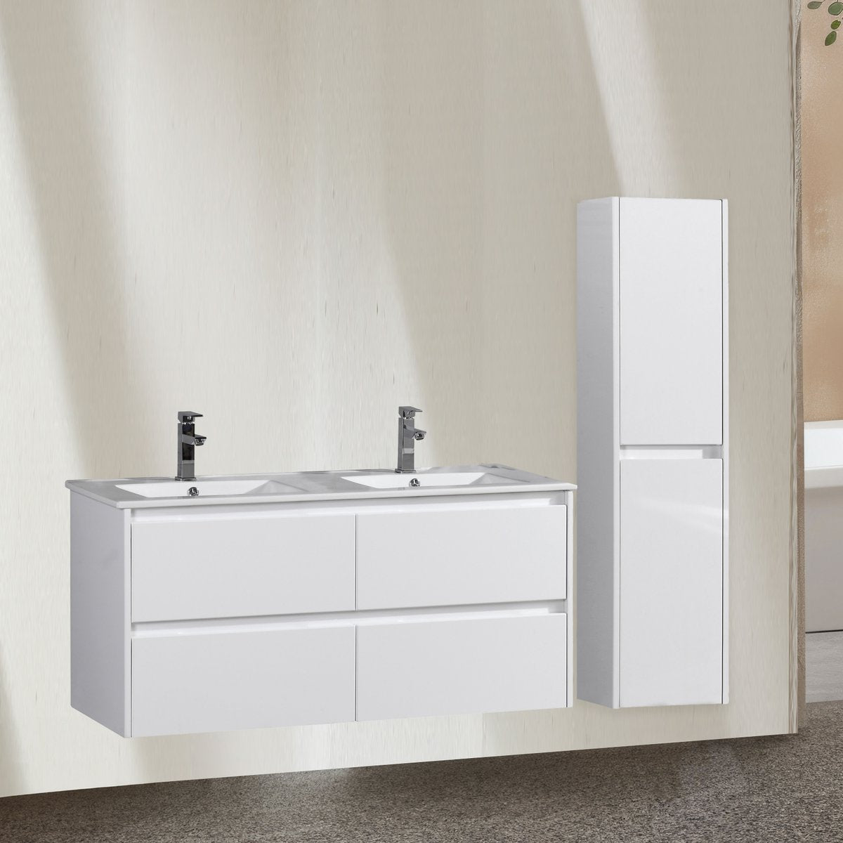 Ensemble salle de bain 120 cm blanc laqué Aquadoli