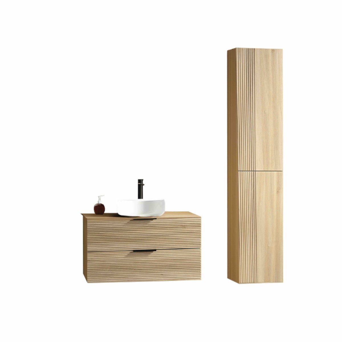 Ensemble salle de bain 100 cm chêne clair Aqualinea