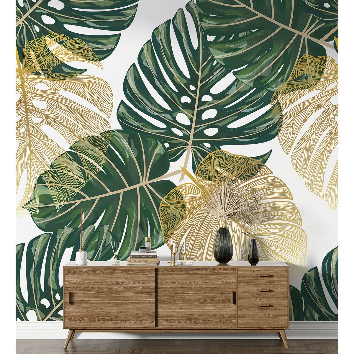 Papier peint panoramique - Feuilles tropicales