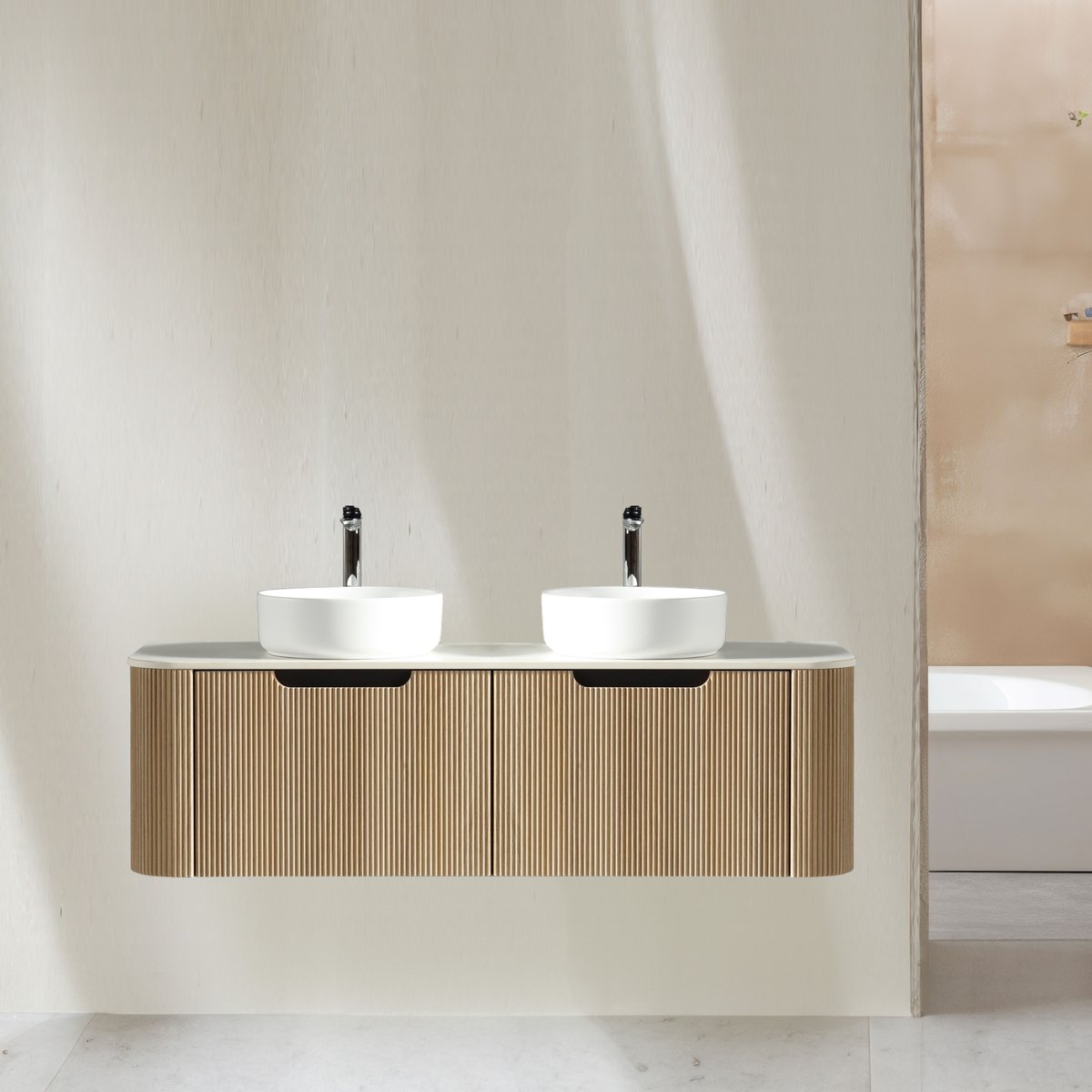Meuble 140 cm chêne clair Aquagiro double vasque