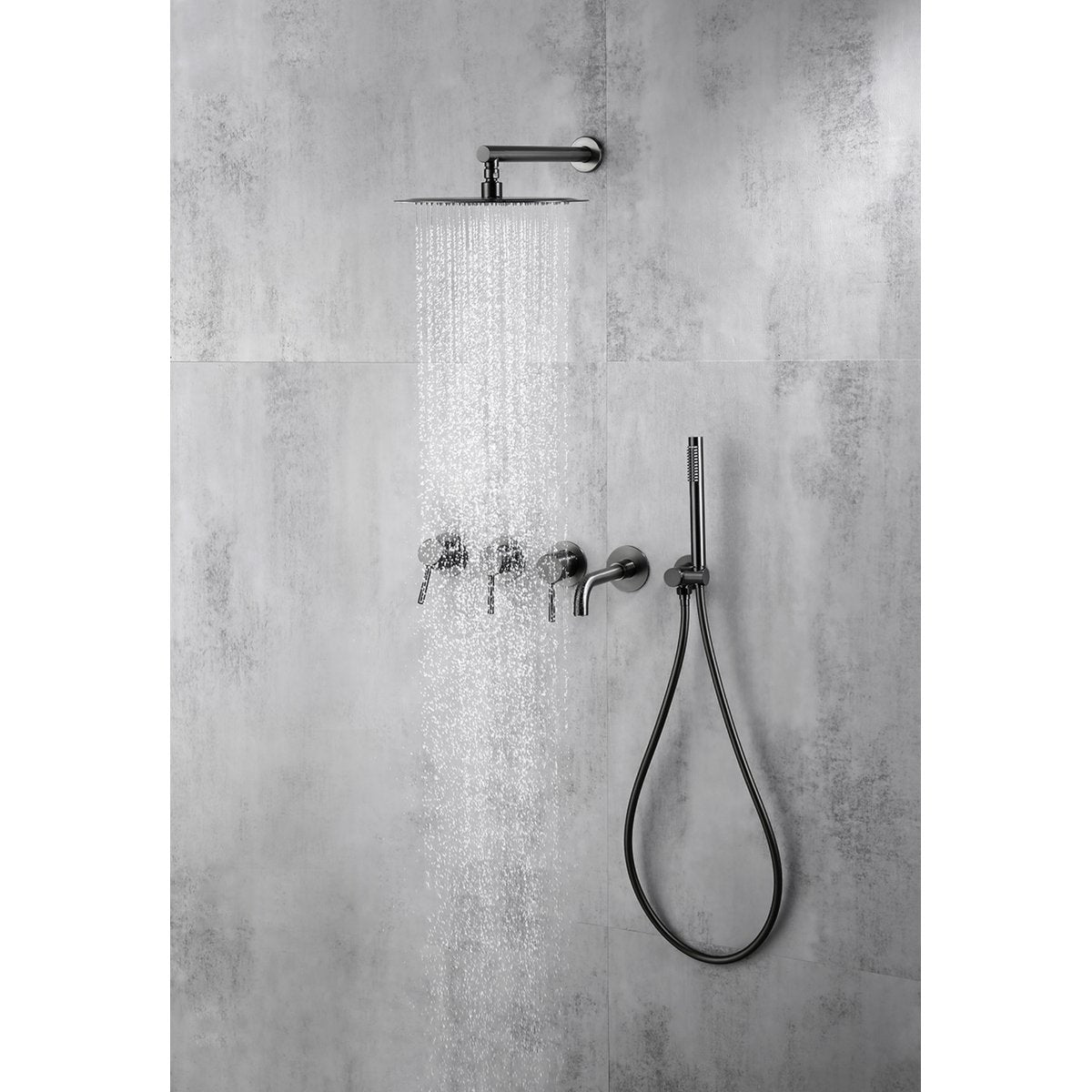 Colonne de douche & bain encastré gris brossé