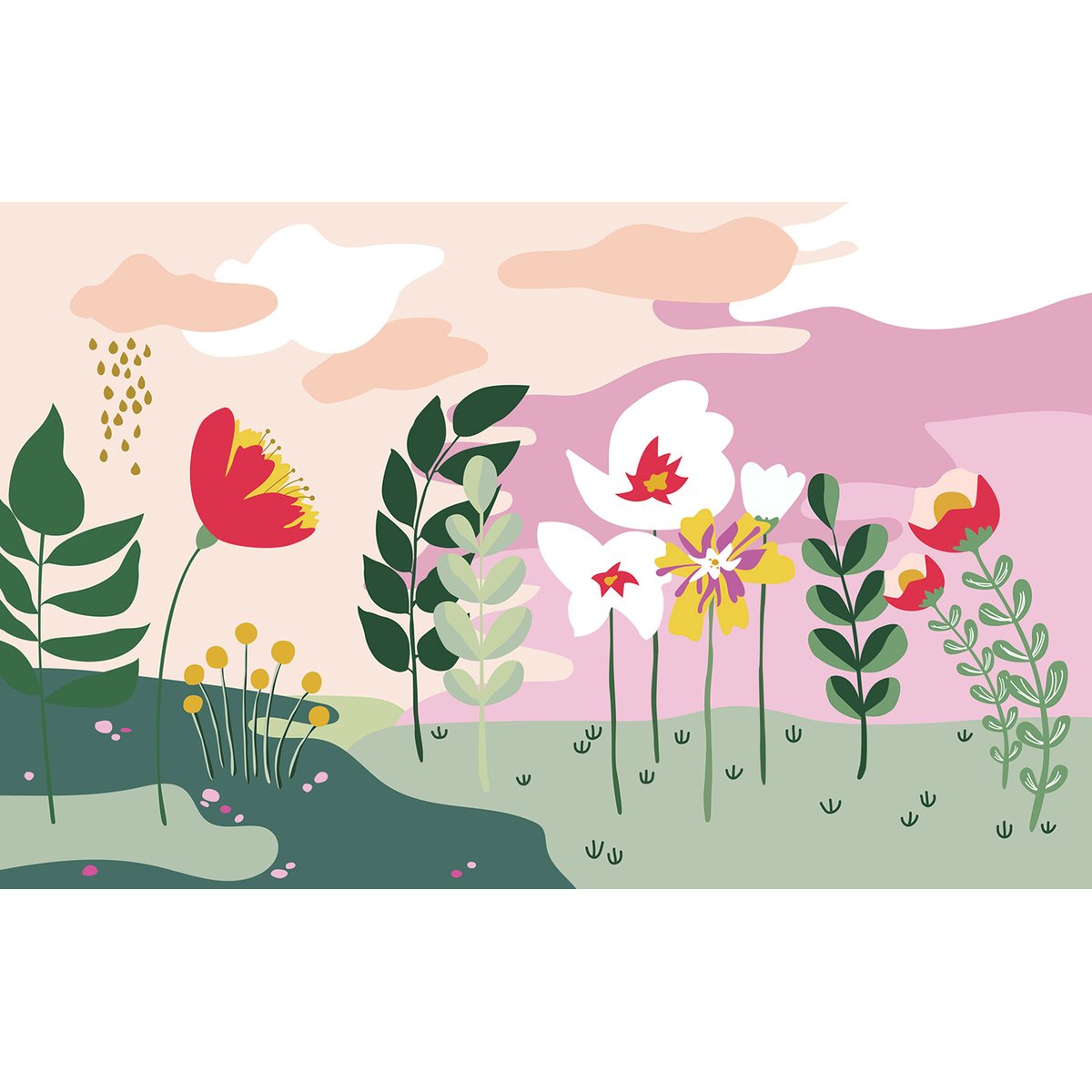 Papier peint panoramique - Fleurs
