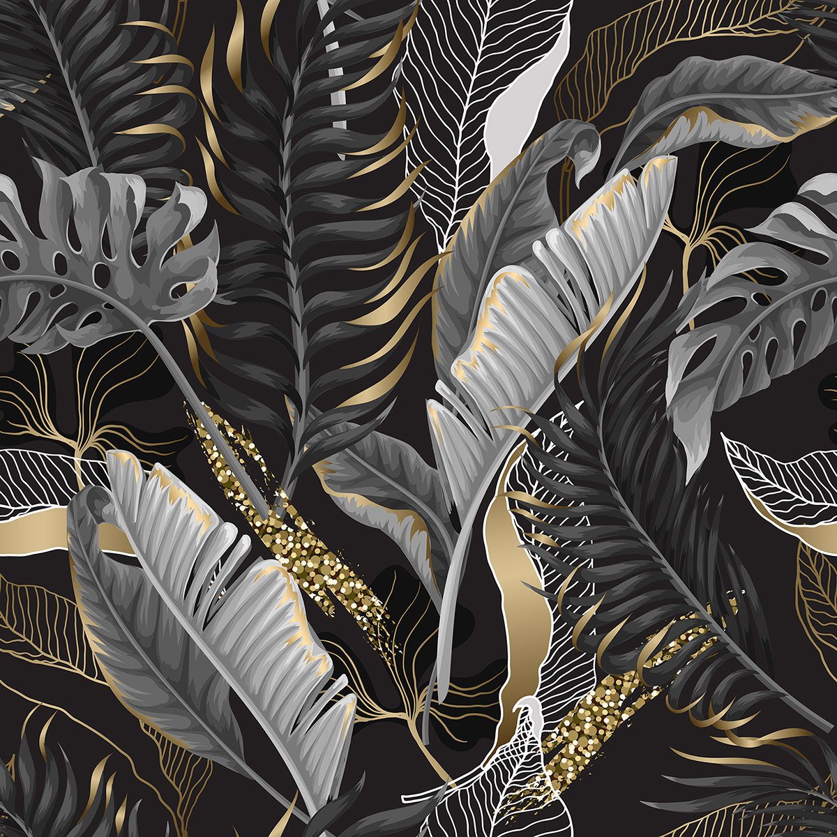 Papier peint panoramique - Feuilles tropicales