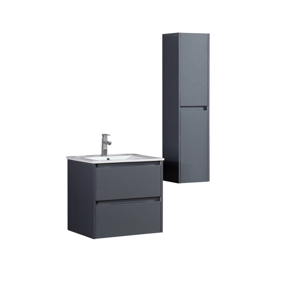 Ensemble salle de bain 60 cm gris laqué Aquadoli