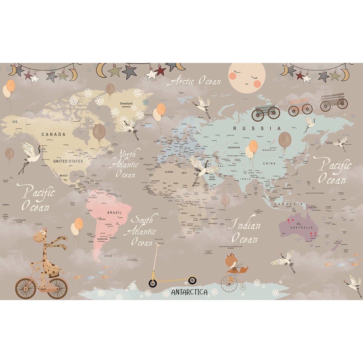 Papier peint panoramique Enfants - Carte du Monde