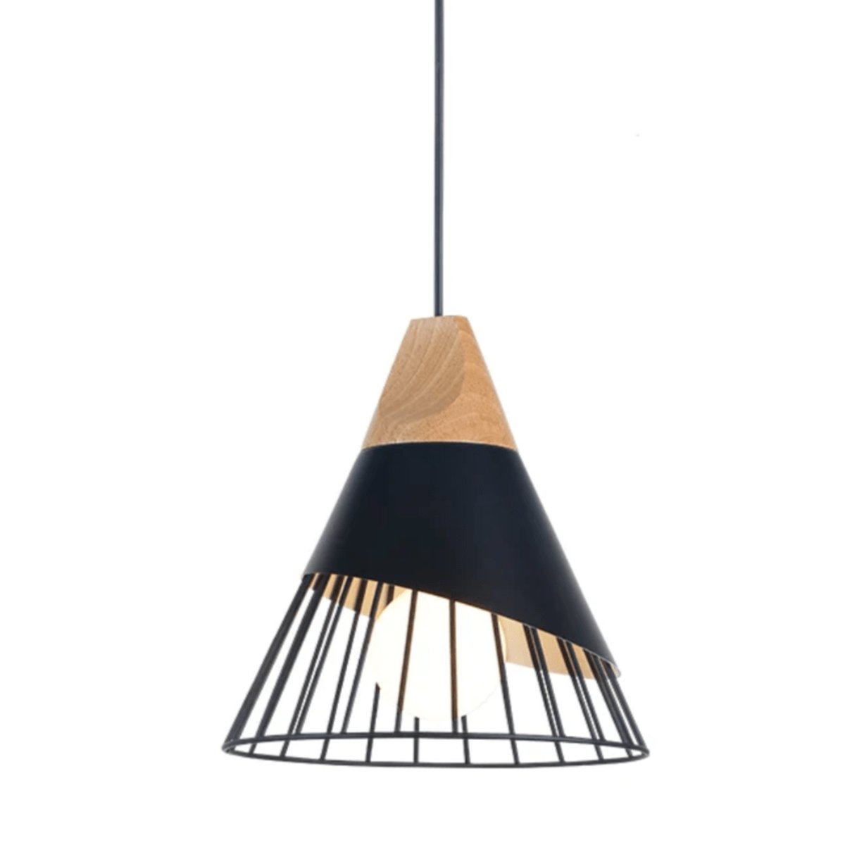 Suspension Bois et Métal Noir