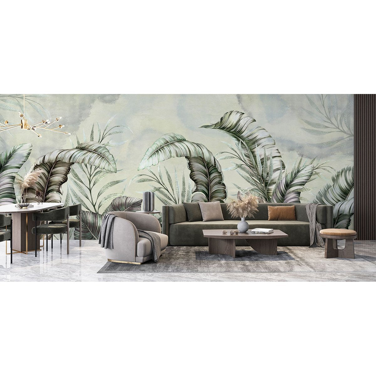 Papier peint panoramique - Feuilles tropicales