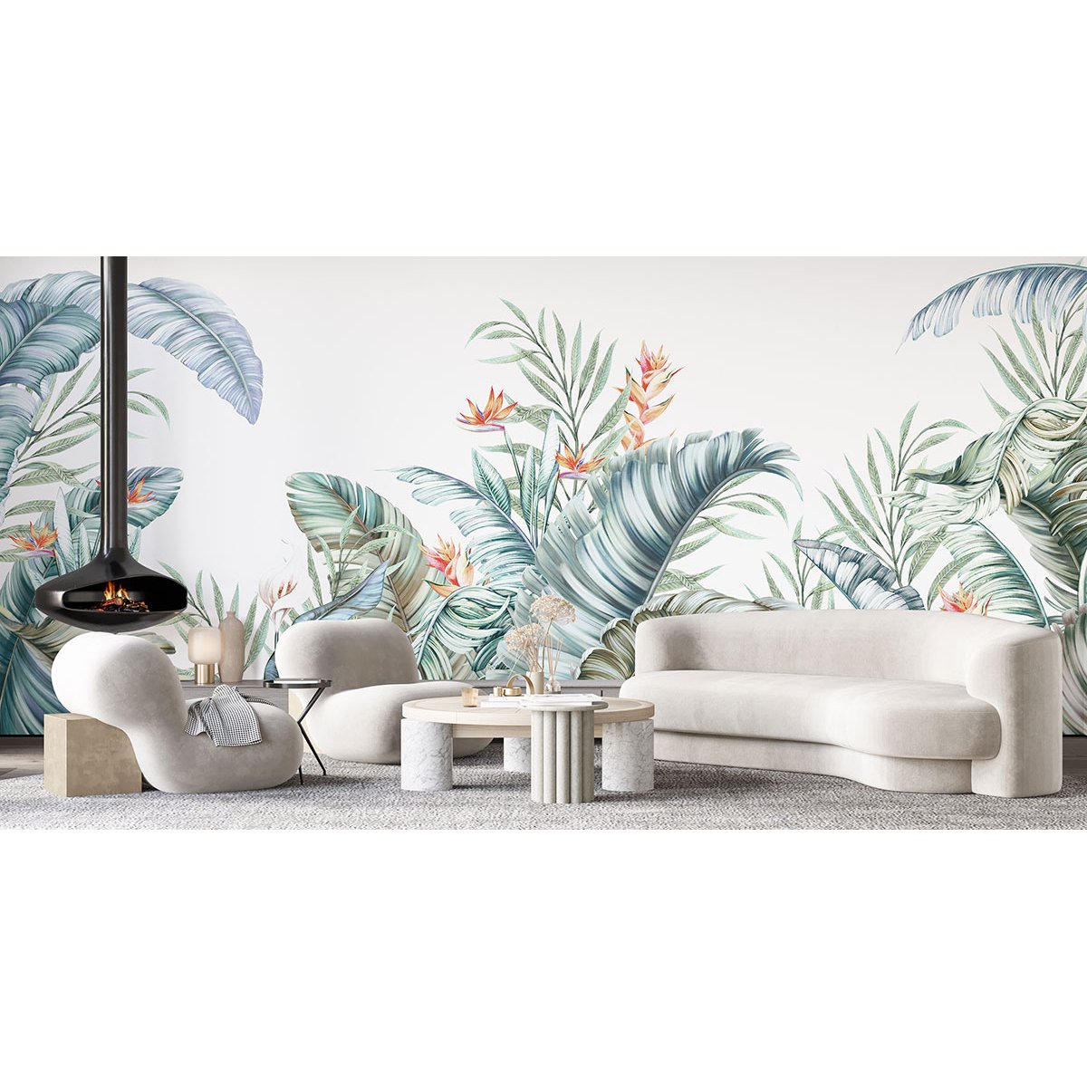 Papier peint panoramique - Feuilles tropicales