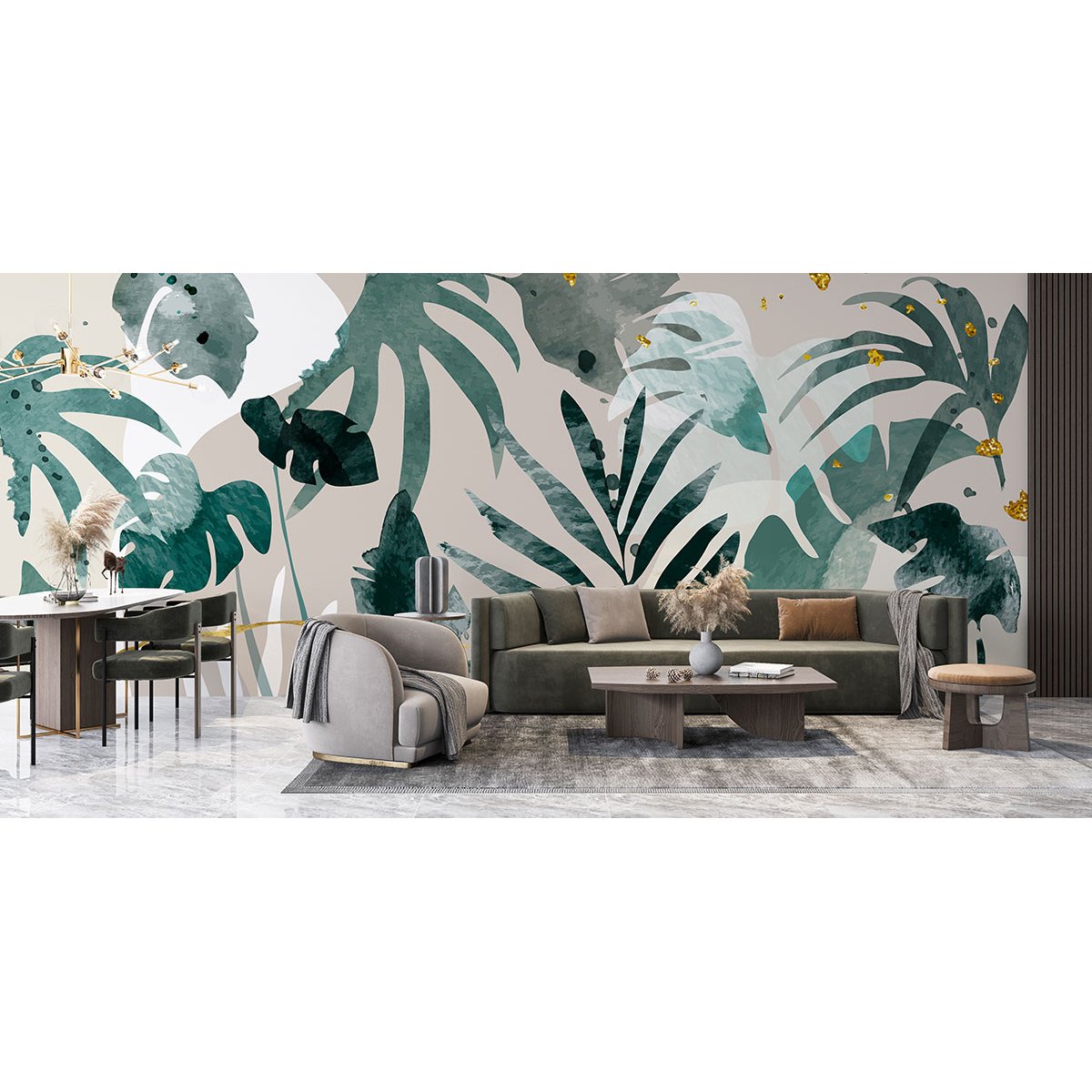 Papier peint panoramique - Feuilles tropicales