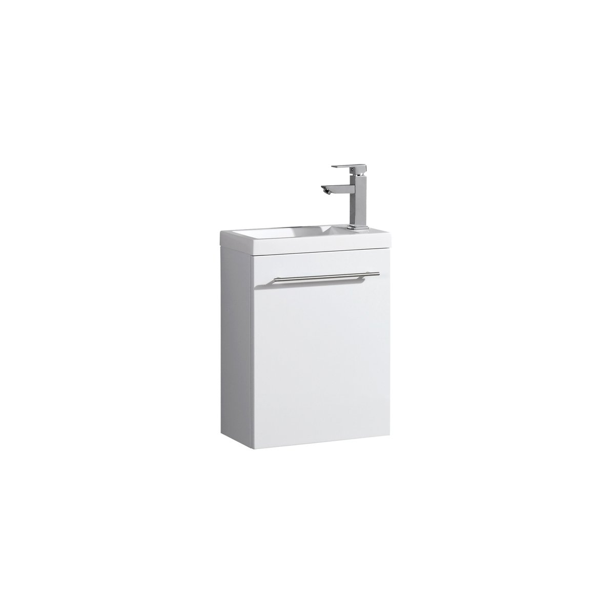 Meuble lave main vasque 40 cm blanc laque Aquapixo