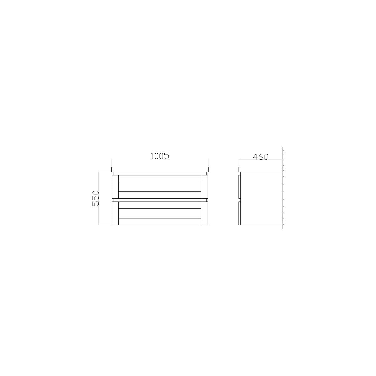 Meuble avec vasque 100 cm orme brun Aqualuna