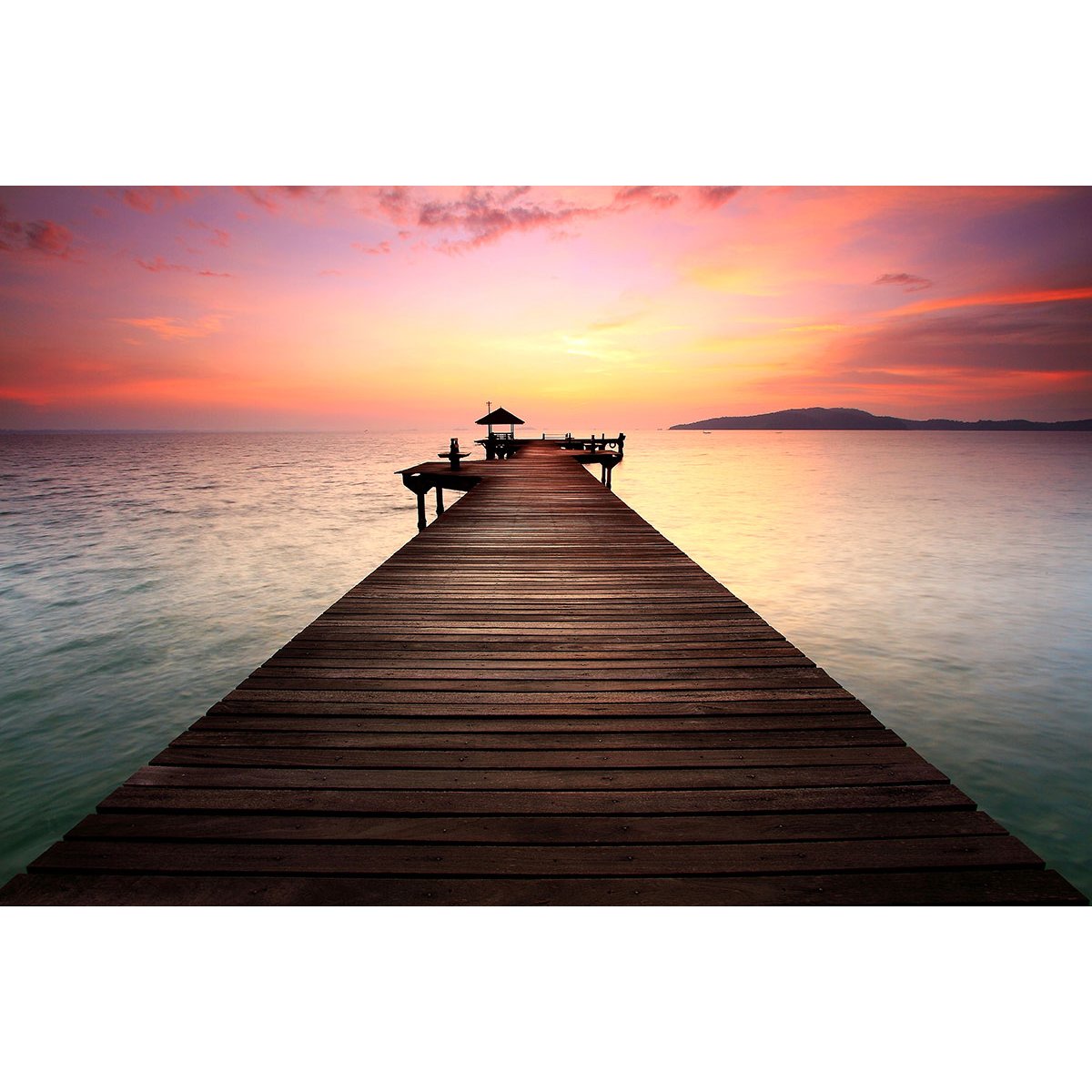 Papier peint panoramique - Ponton Couché de soleil