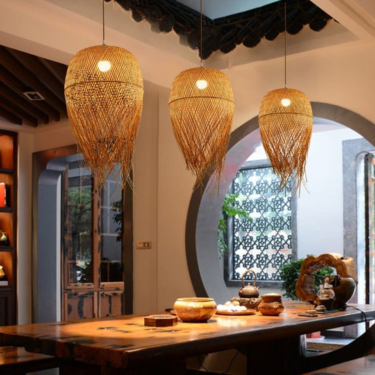 Suspension Luminaire Rotin Bambou