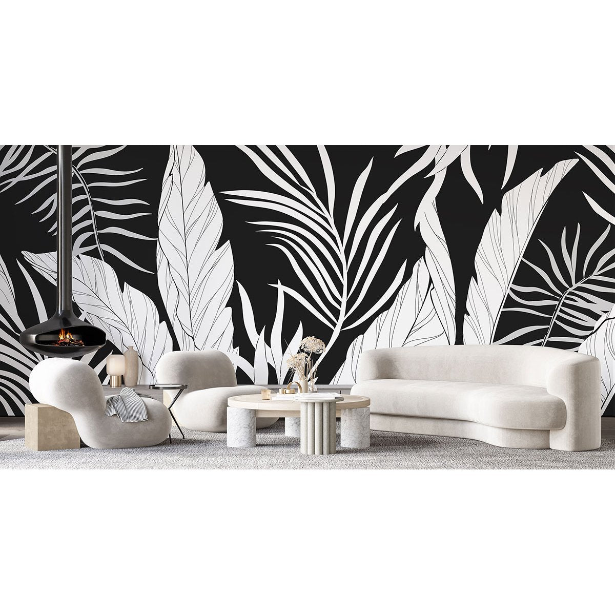 Papier peint panoramique - Feuilles tropicales