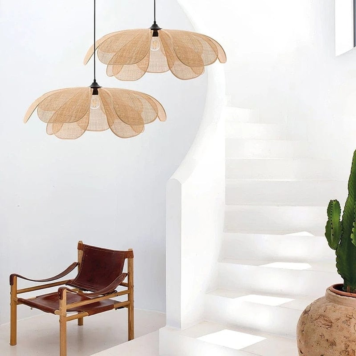 Suspension Rotin Fleur