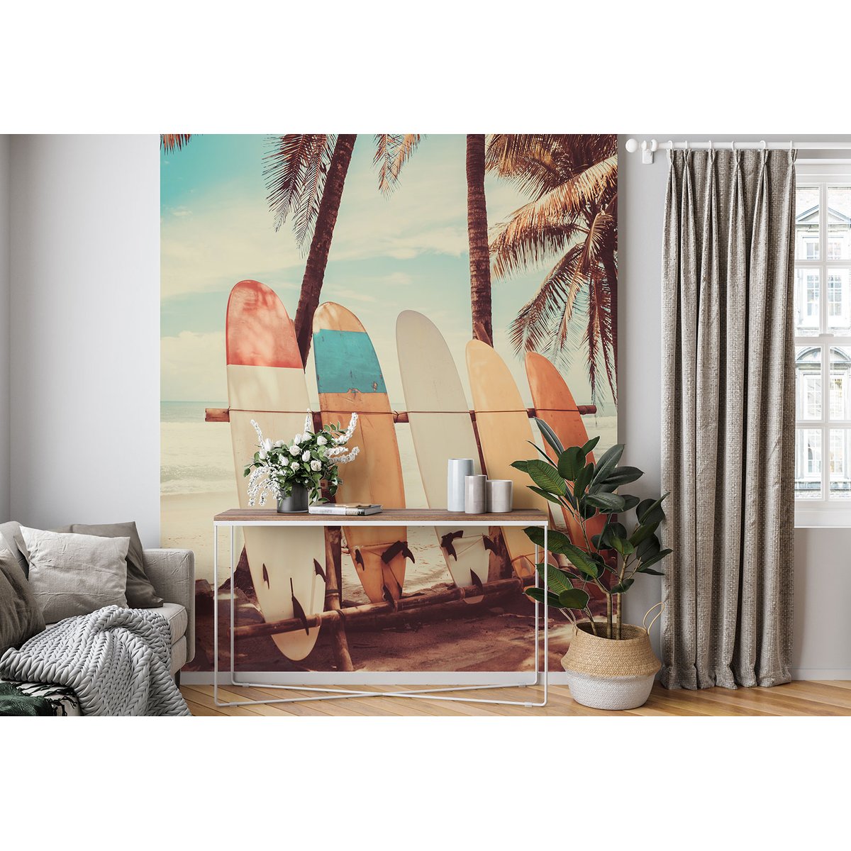 Papier peint panoramique - Palmiers Planches de Surf
