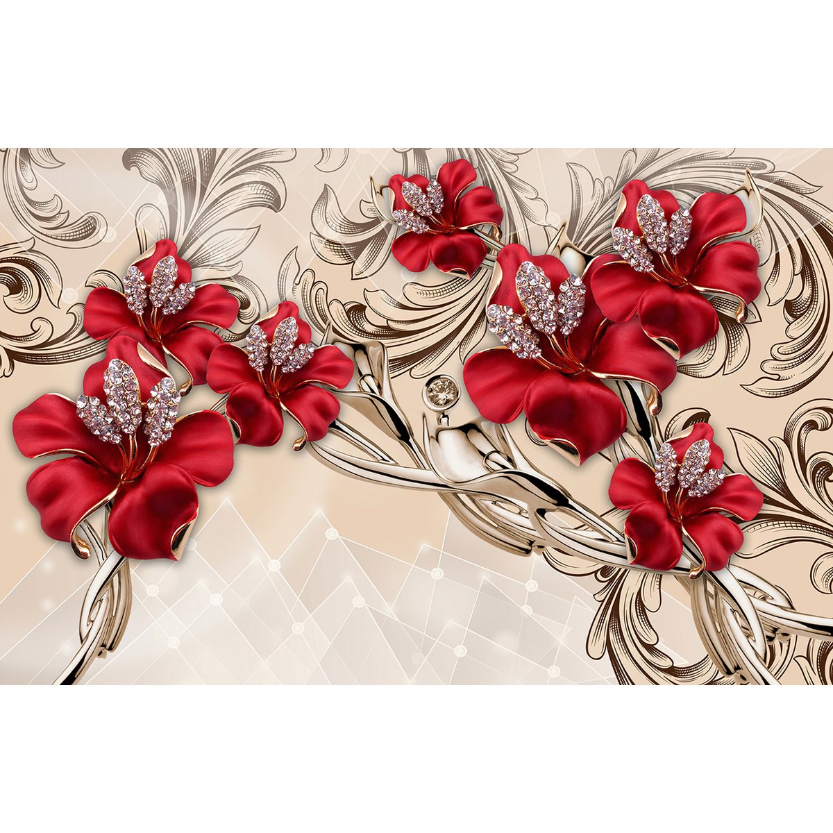 Papier peint panoramique - Fleurs 3D