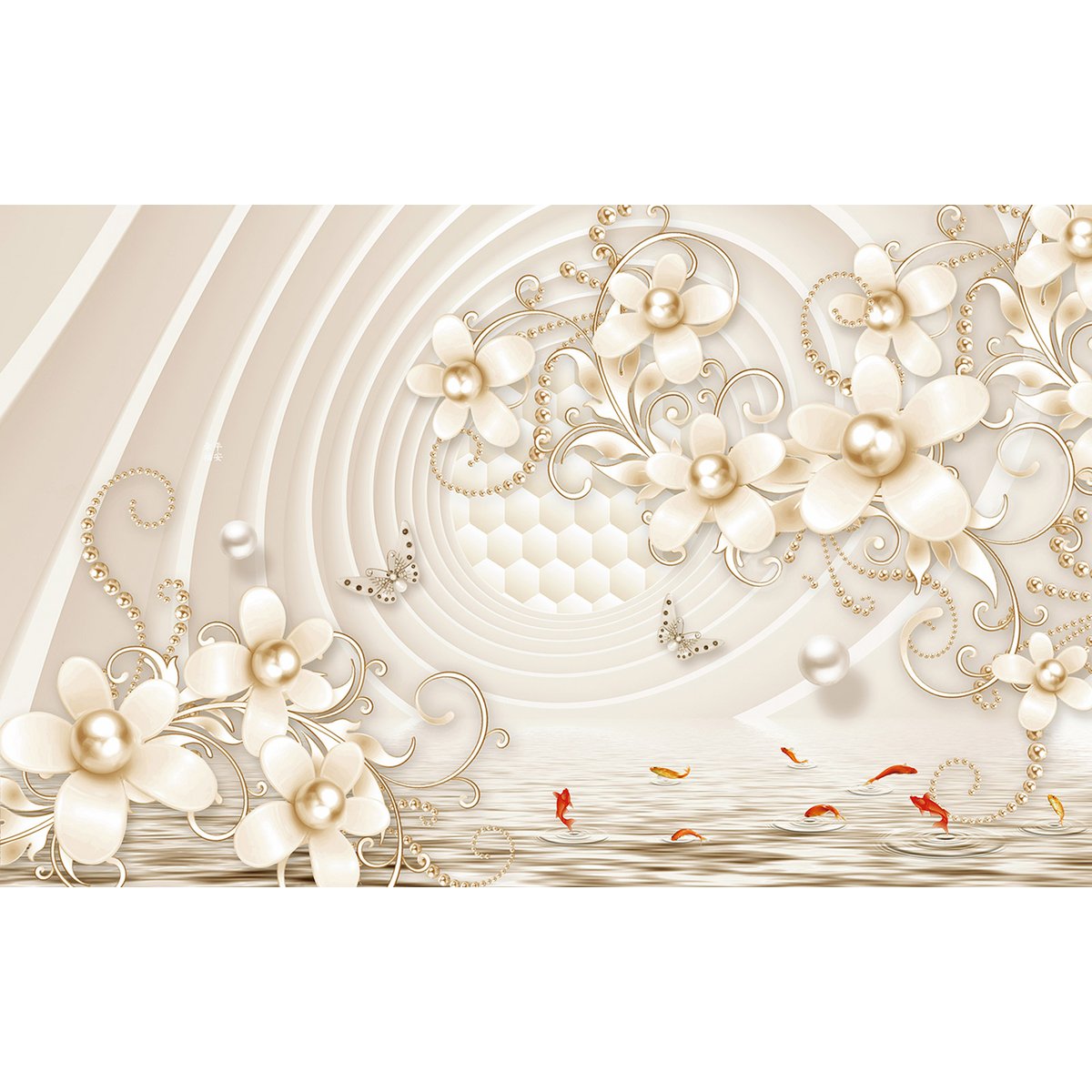 Papier peint panoramique - Fleurs 3D