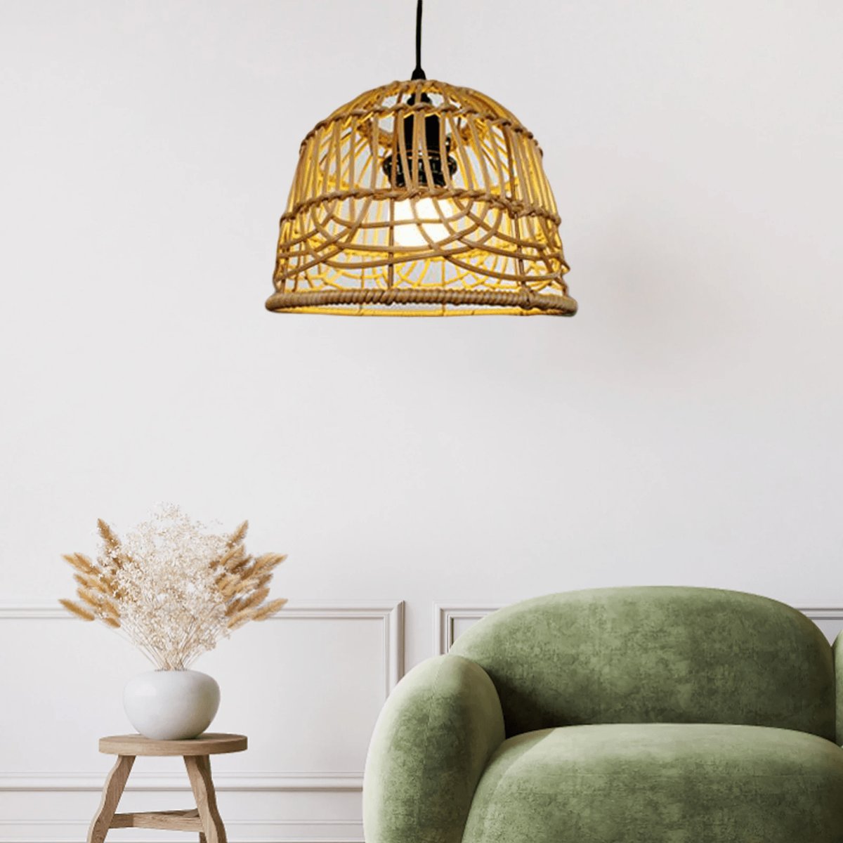 Suspension Rotin Vintage