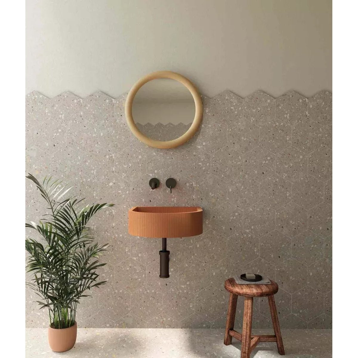 Carrelage Effet Terrazzo Hexagonal AROUSA 25,8x29 Gris