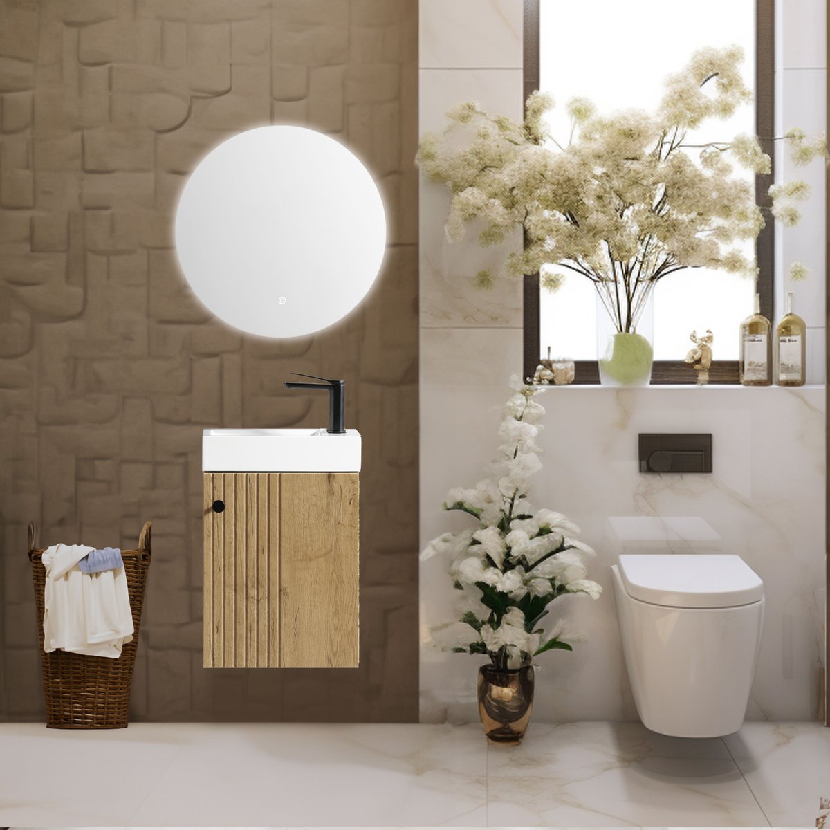 Miroir rond lumineux de salle de bain