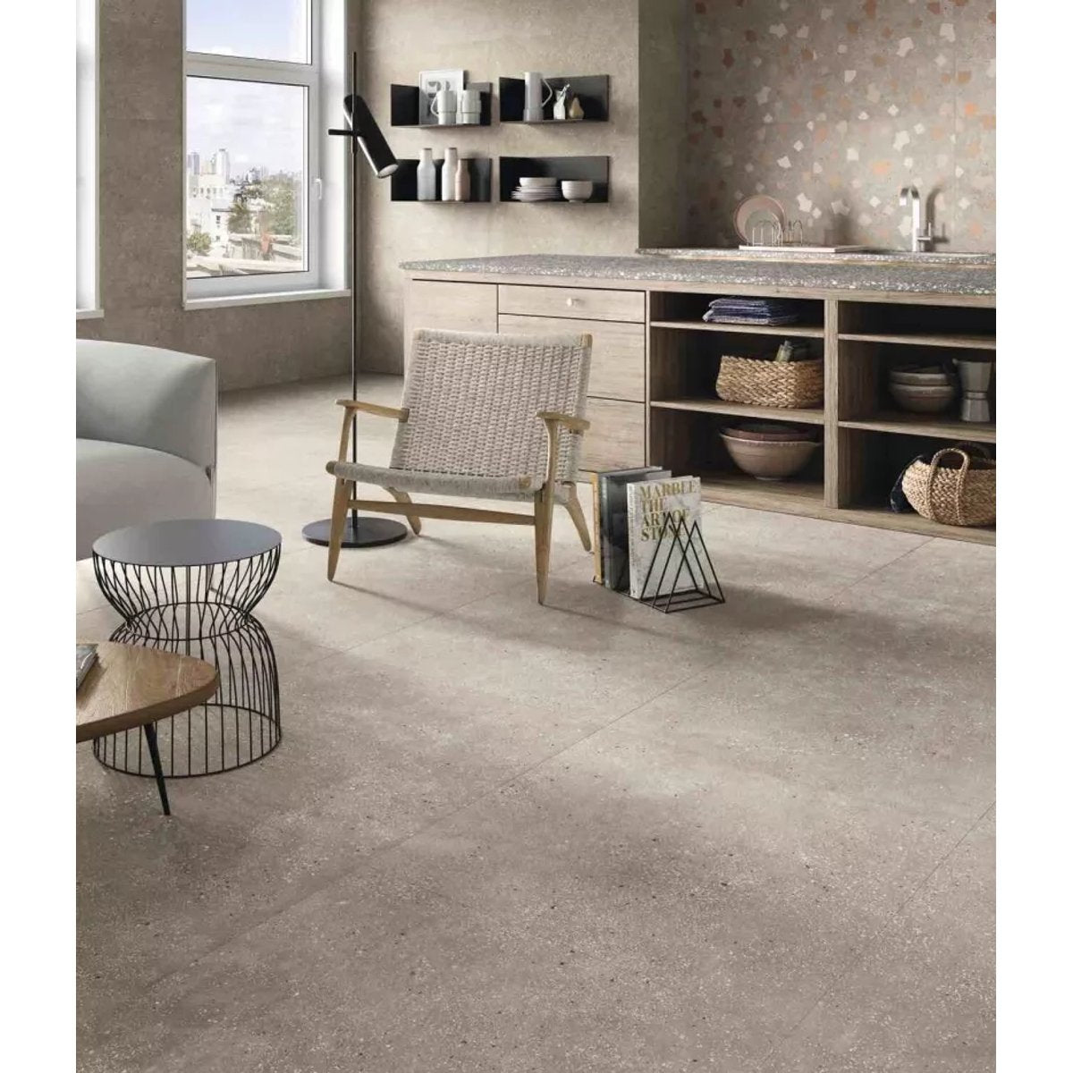 Carrelage Effet Terrazzo RICETTA 90x90 Rectifié Tortora