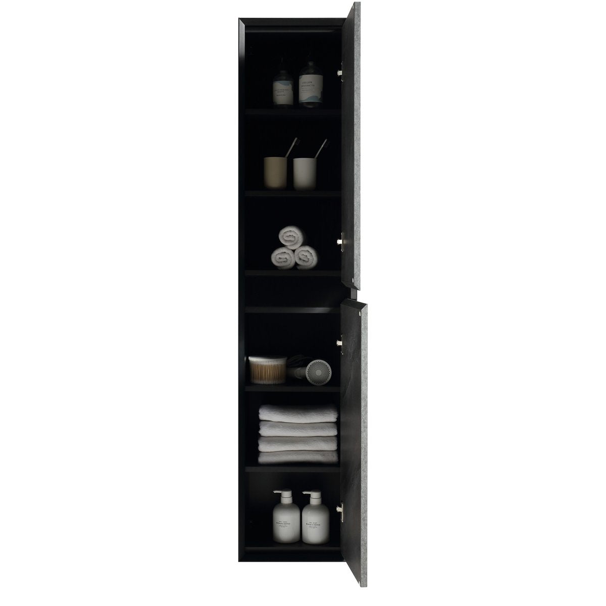 Colonne de salle de bain 160 cm noir effet marbre Aquasasso