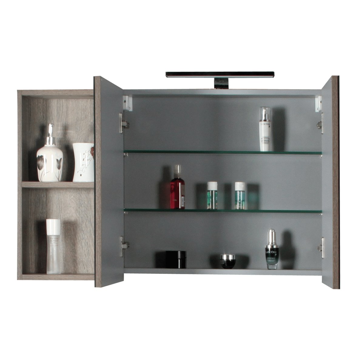 Armoire de toilette avec miroir 90 cm chêne californien gris Aquasun