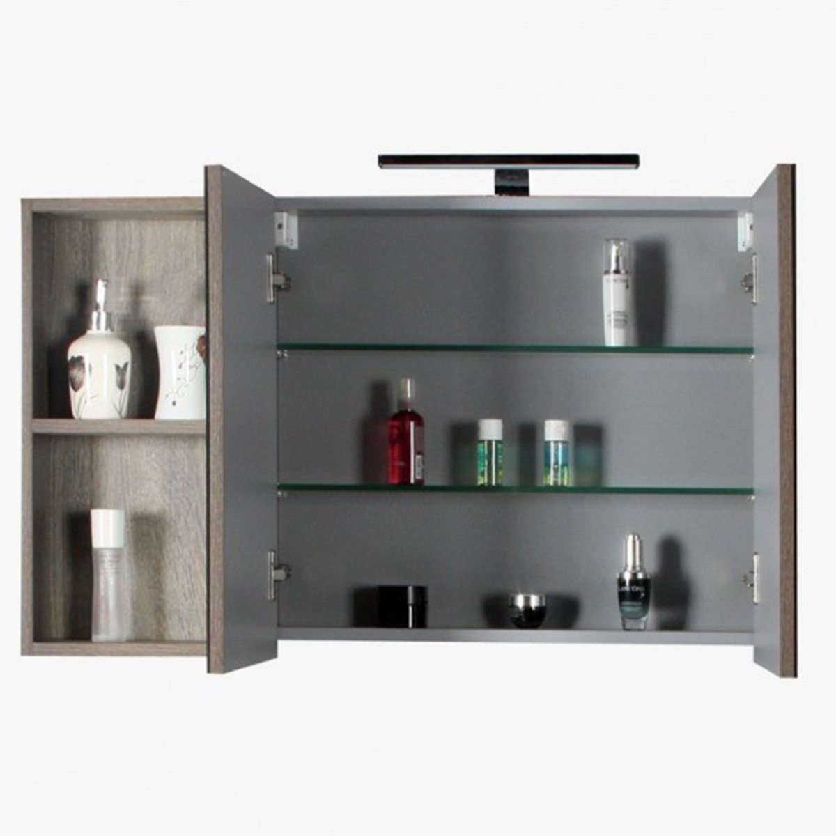 Armoire de toilette avec miroir 90 cm chêne californien gris Aquasun
