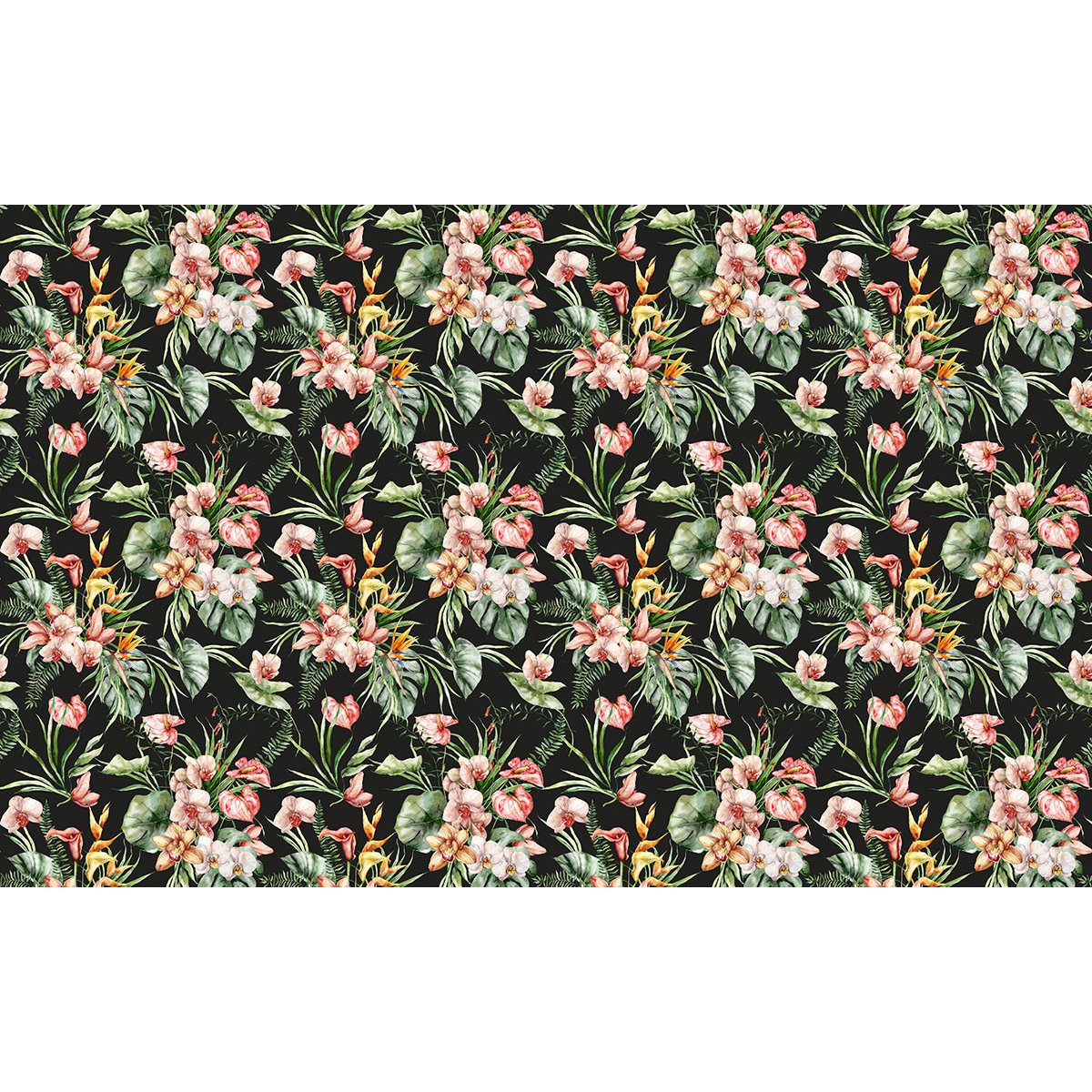 Papier peint panoramique - Motif Fleurs tropicales