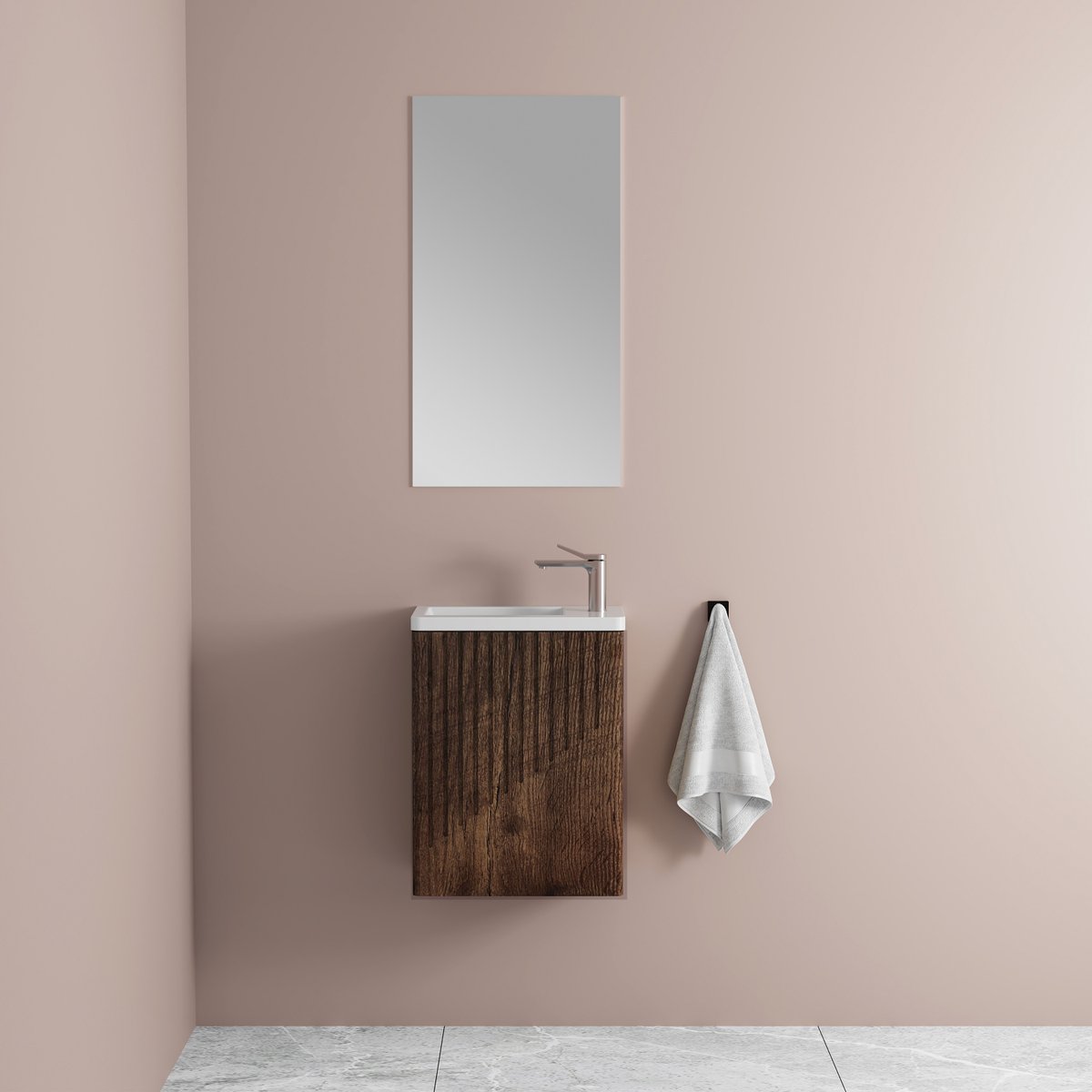 Lave main 40 cm chêne brun vieilli Aqualegno