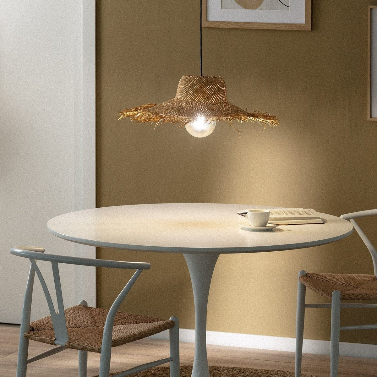 Suspension Chapeau Rotin