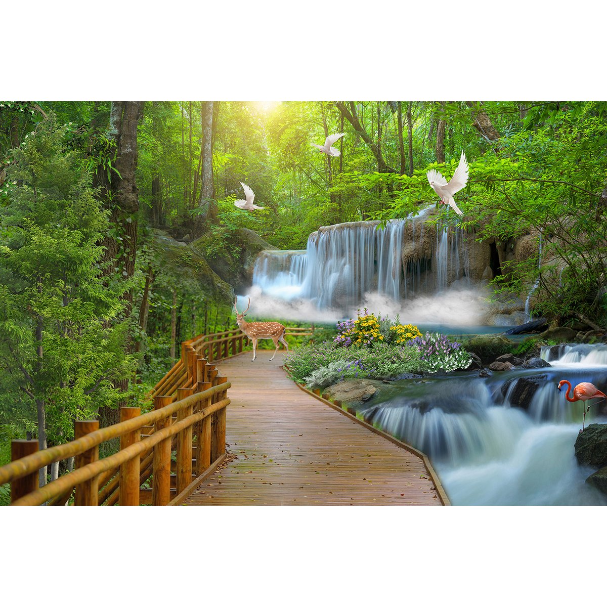 Papier peint panoramique - Pont Cascade