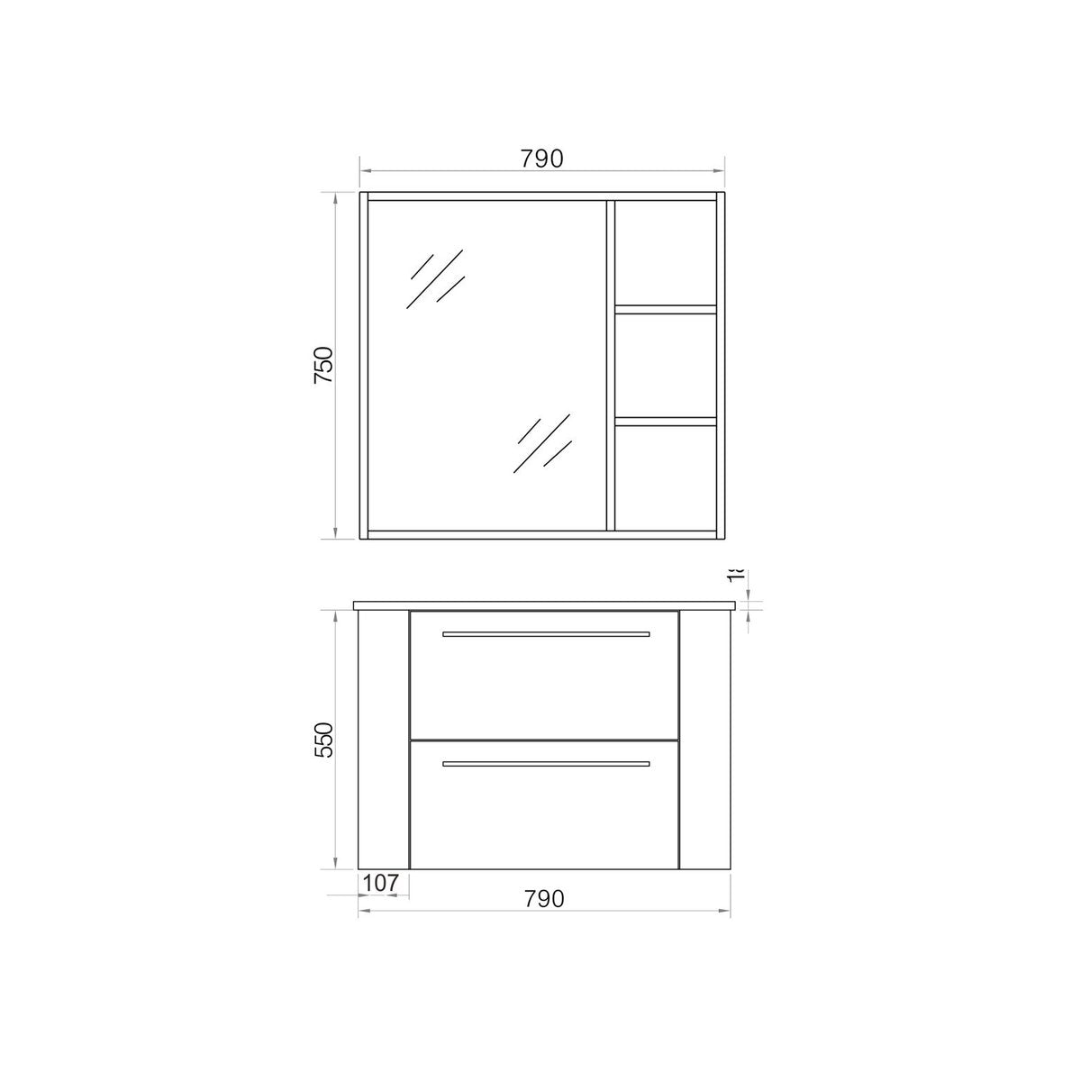 Ensemble meuble salle de bain 80 cm chêne brun Aquanoma