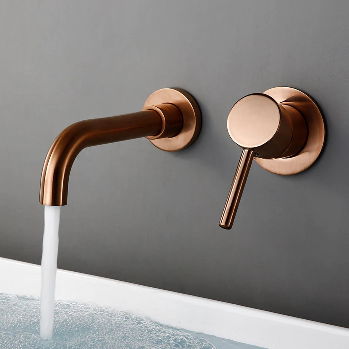 Mitigeur salle de bain encastré or rose brossé sans bec