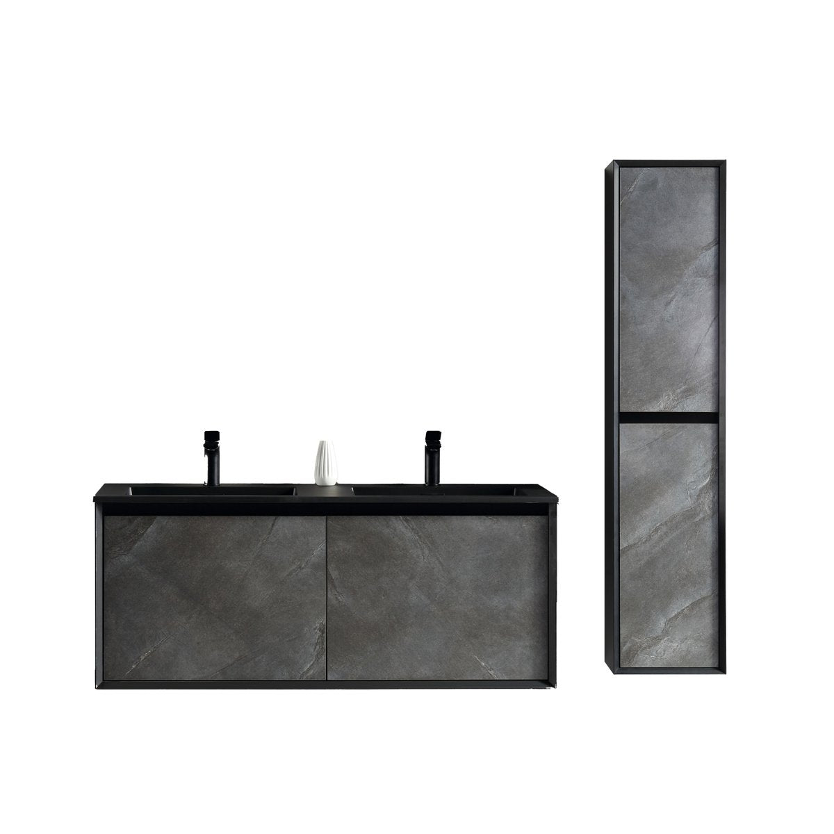 Ensemble salle de bain 120 cm noir effet marbre Aquasasso