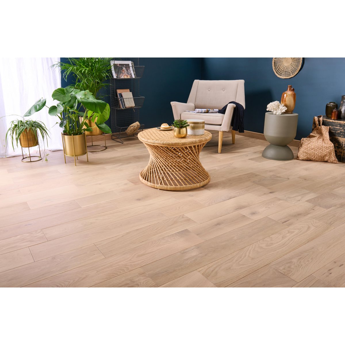 Parquet chêne massif huilé bois brut - Larg. 15 cm