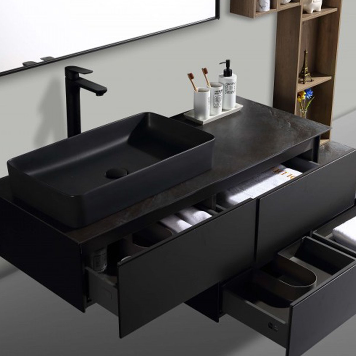 Meuble avec vasque 120 cm noir Aquacera