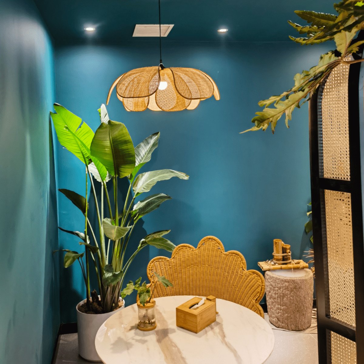 Suspension Rotin Fleur