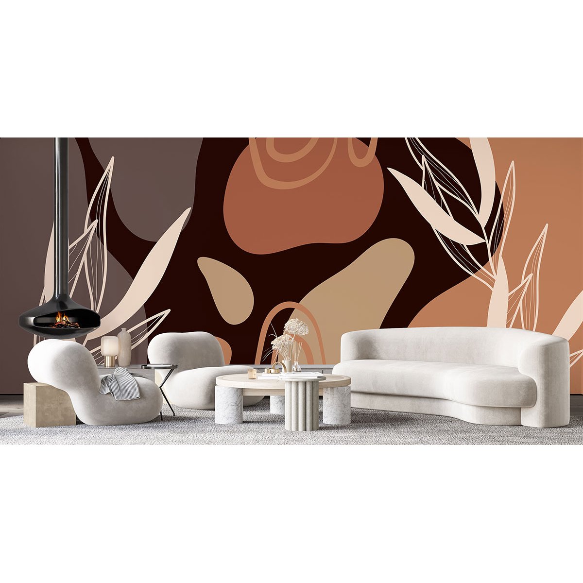 Papier peint panoramique - Feuilles Design