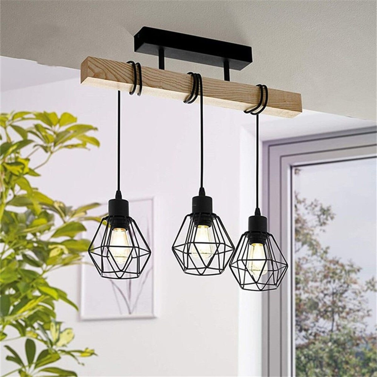 Suspension Industrielle Bois et Métal