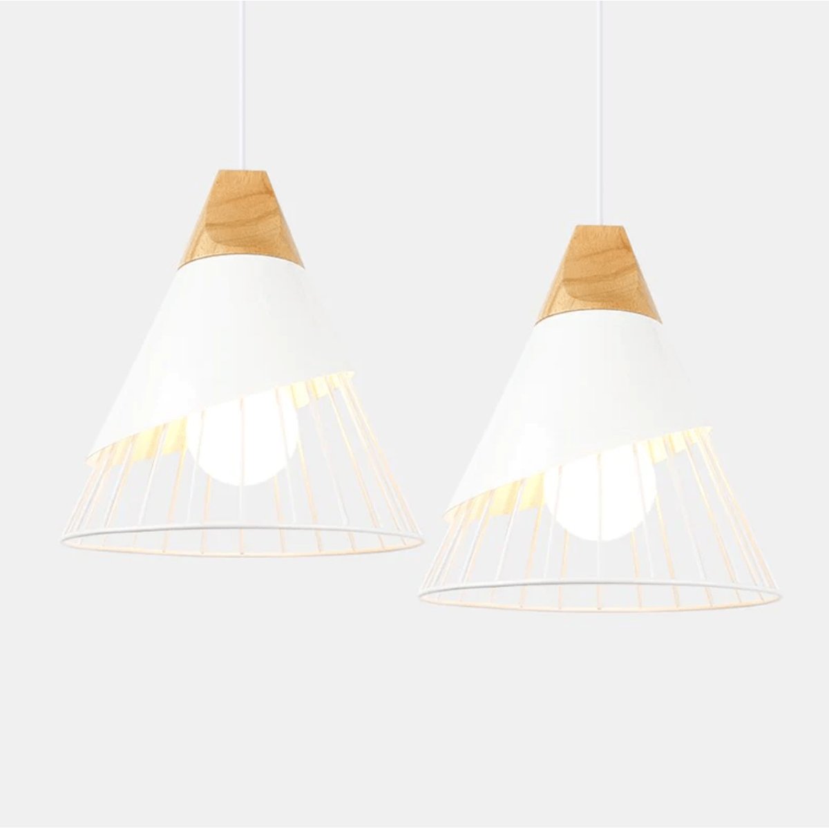 Suspension Métal Blanc et Bois