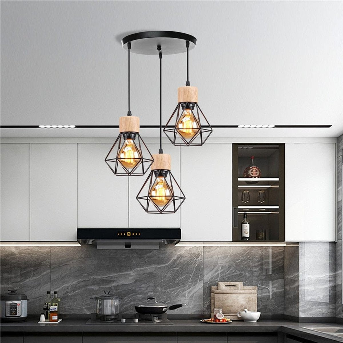 Suspension Industrielle Bois