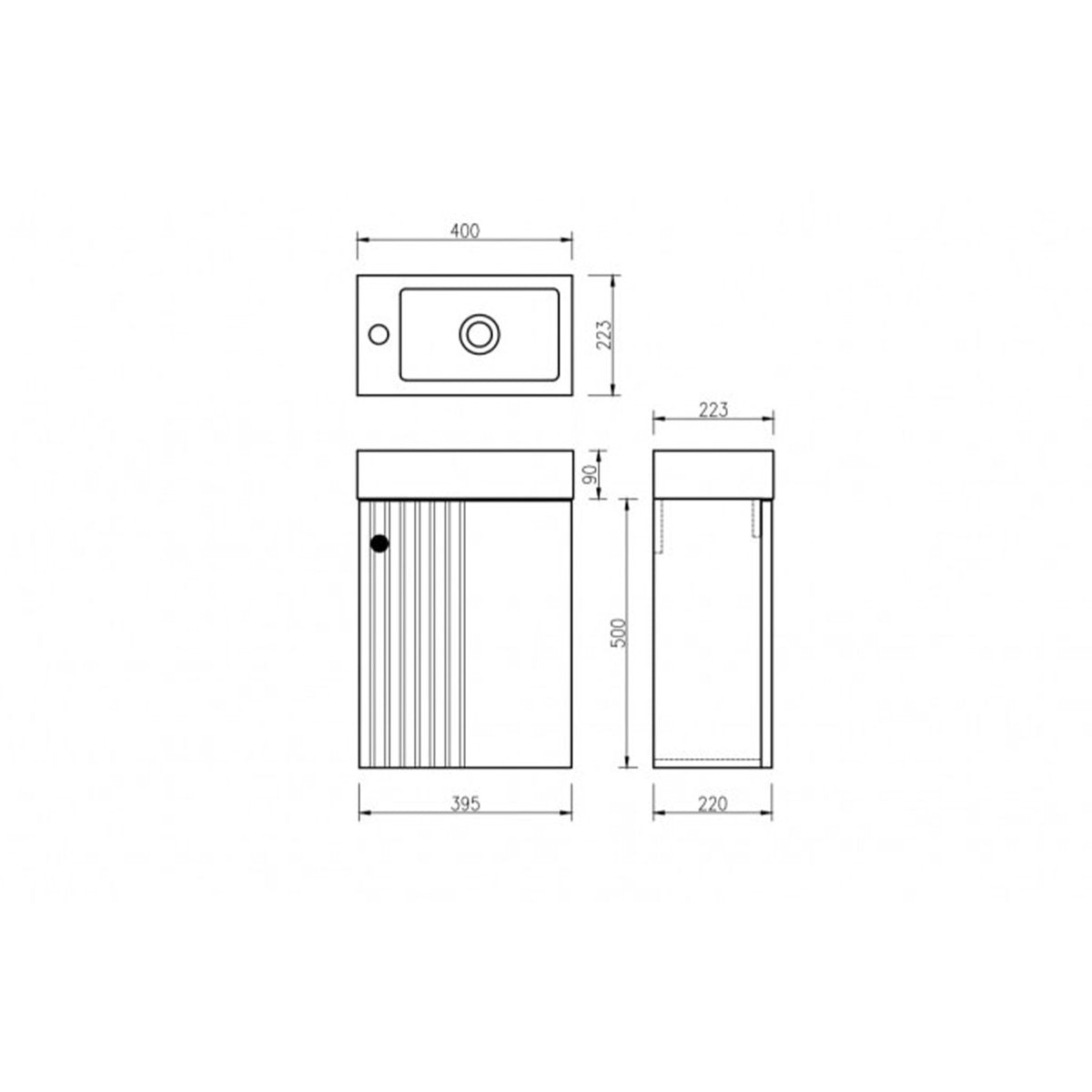 Lave main 40 cm effet chêne vieilli Aquapicolo