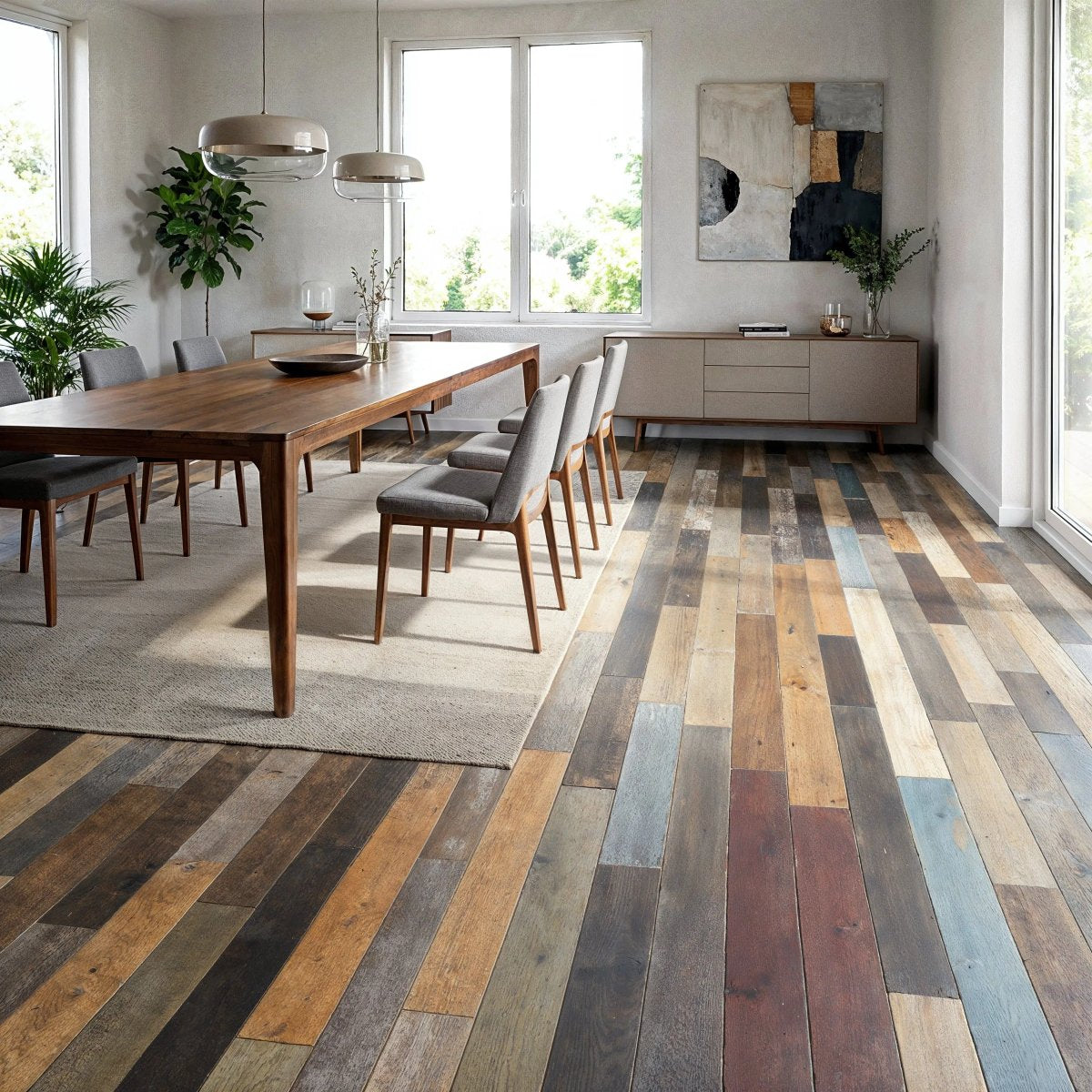 Parquet chêne massif multicolore - Larg. 7,5 cm