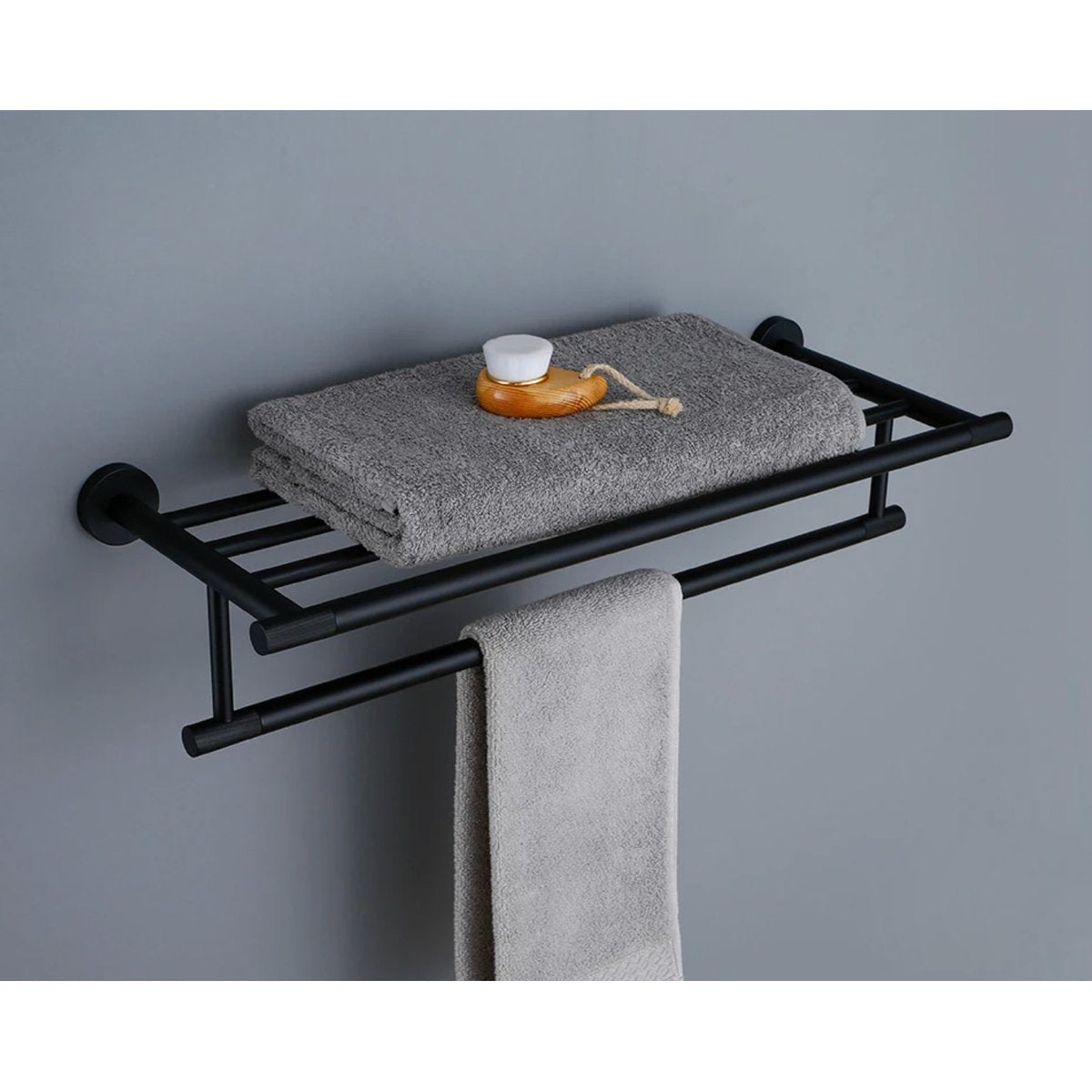 Porte serviettes noir mate strié