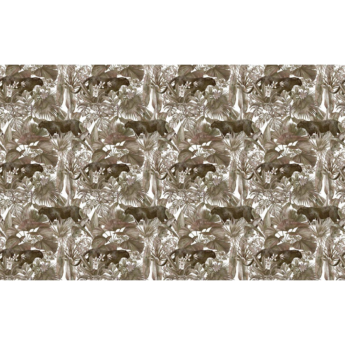 Papier peint panoramique - Motif Feuilles Panthères noires