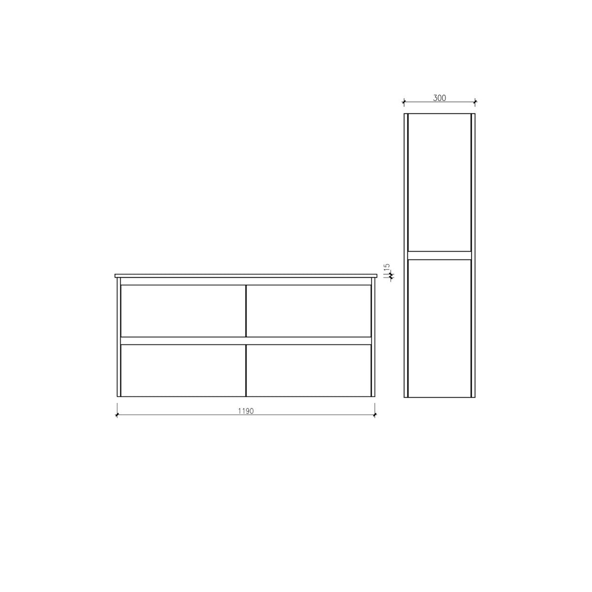 Ensemble salle de bain 120 cm chêne californien brun Aquadoli