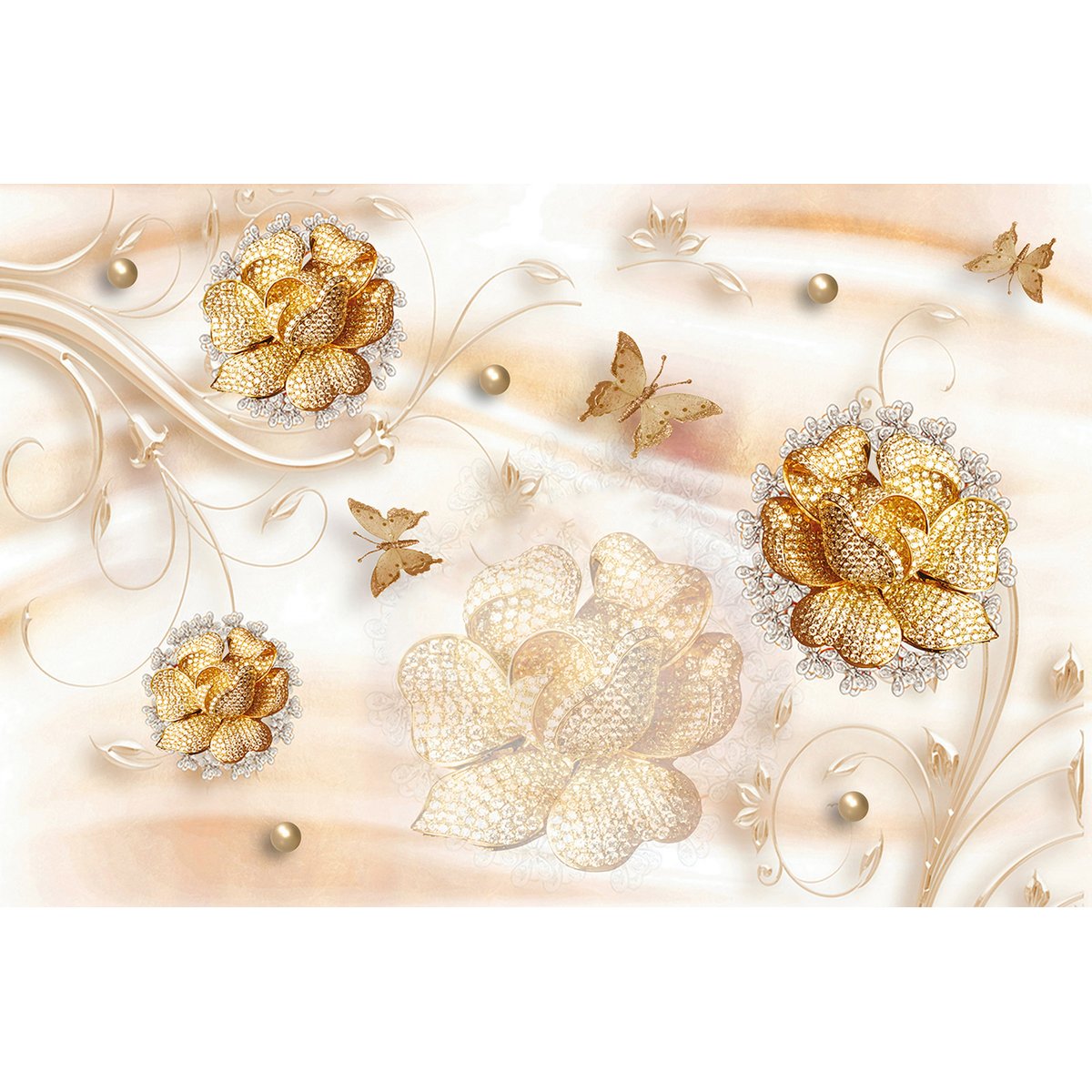 Papier peint panoramique - Fleurs 3D