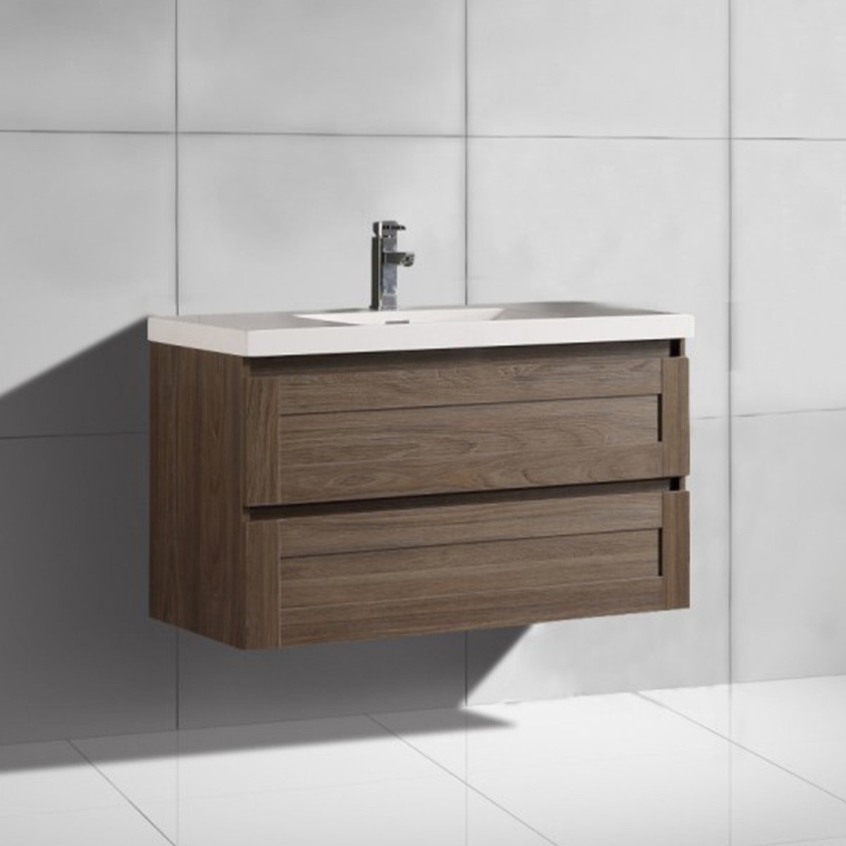 Meuble avec vasque 100 cm orme brun Aqualuna